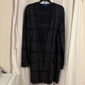 Womens Black Checkered Sweater Jacket
